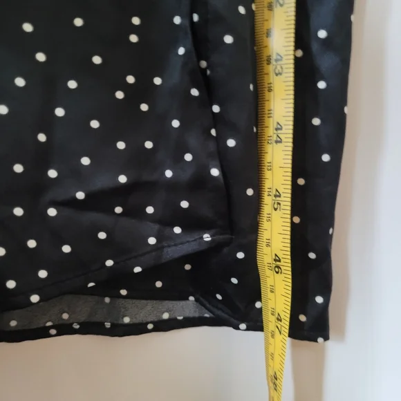 Zara Satin Polka Dot Midi Dress Black and White Slit Skirt Small - Picture 11 of 11